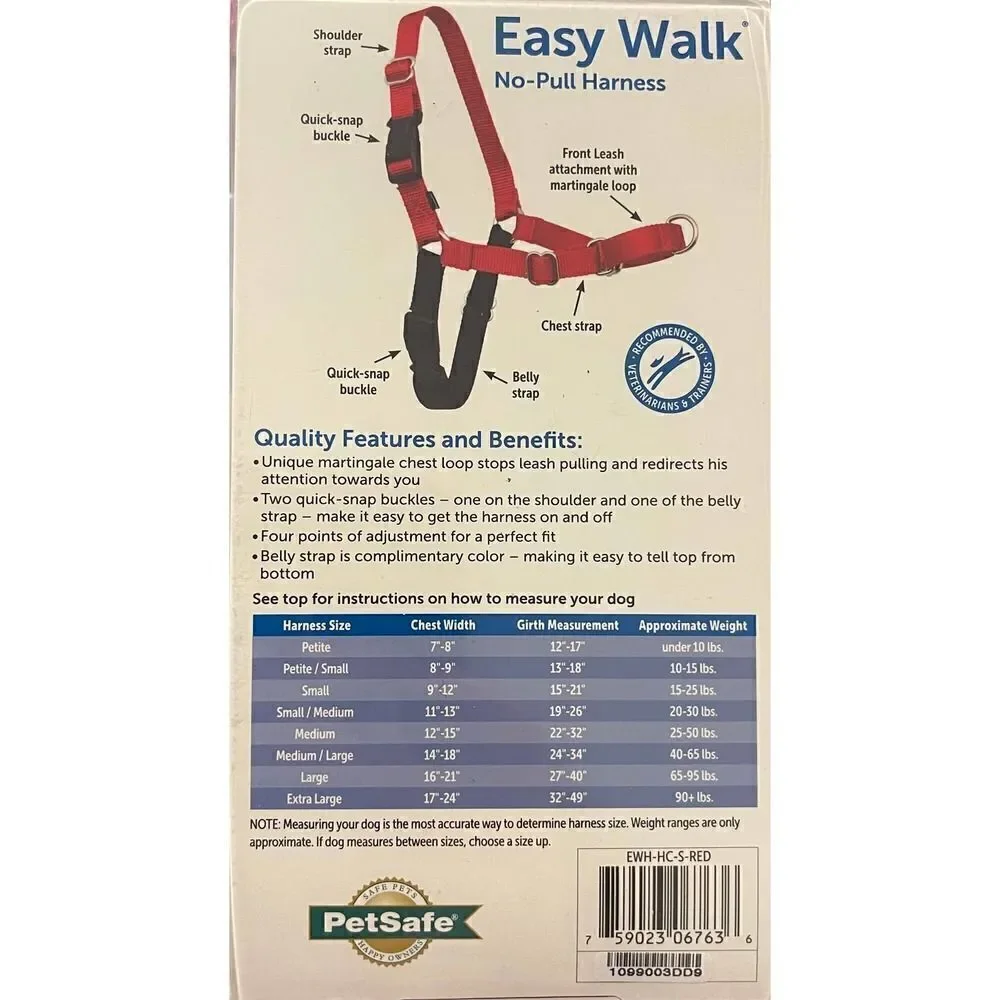 PetSafe Easy Walk Dog No-Pull Harness Red Black Size S